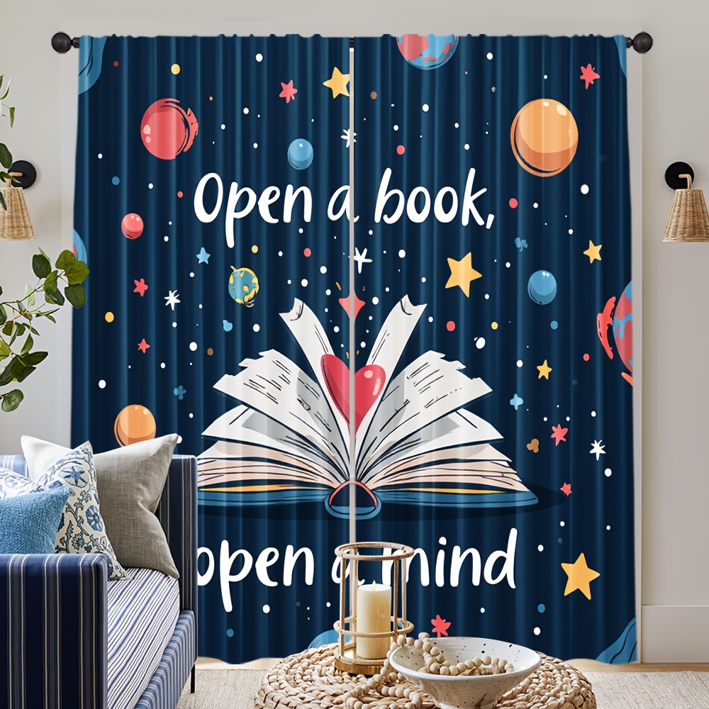 Kids Education Quote - Pädagogische Zitat-Weltraum-Buch-Fenstervorhänge, 2 Paneele, farbige Vorhänge