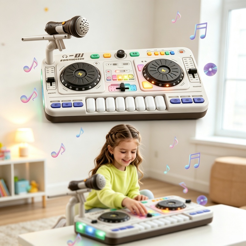 Kids Education Bd - Kinder-Simulations-DJ-Mixer-Controller-Spielzeug Elektronische Musikeffekte Keyboard-Spiele Lernspielzeug für