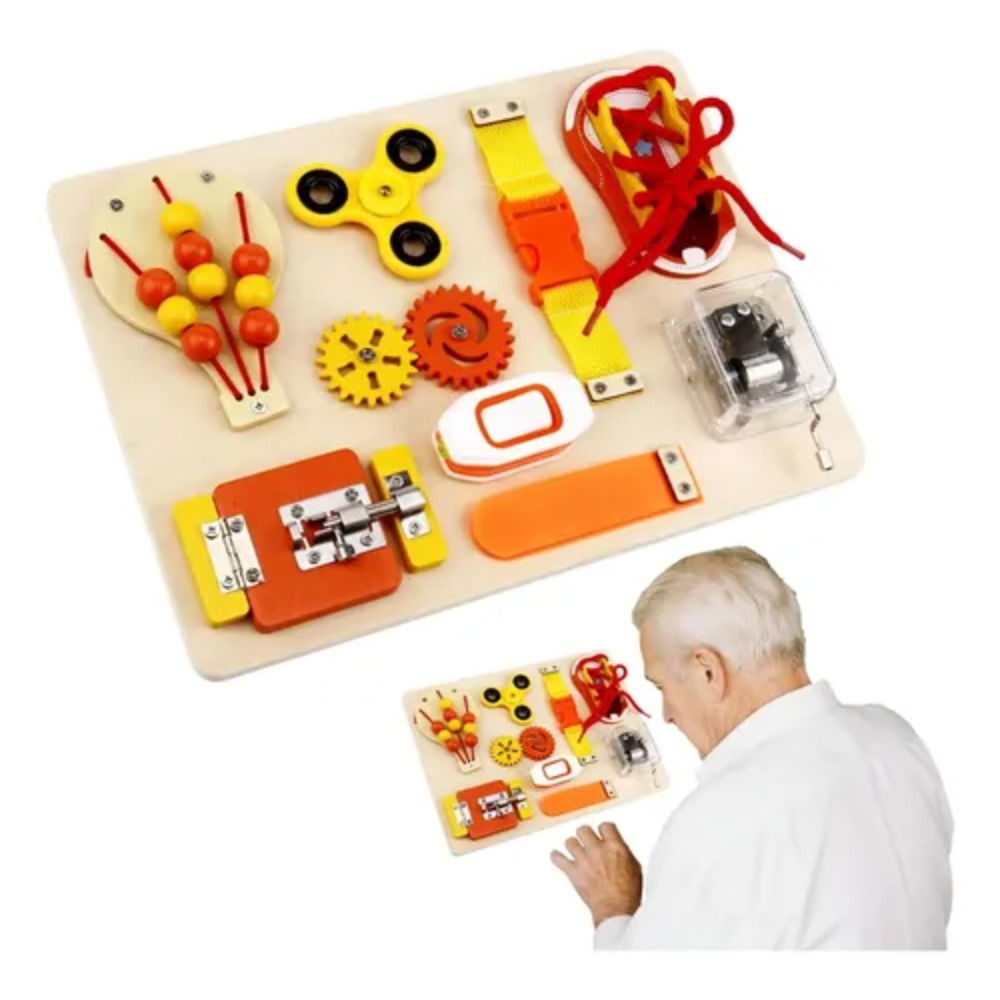 Kids Education Gift - Montessori Holz-Busy-Board Spielzeug für Kleinkinder Sensorisches