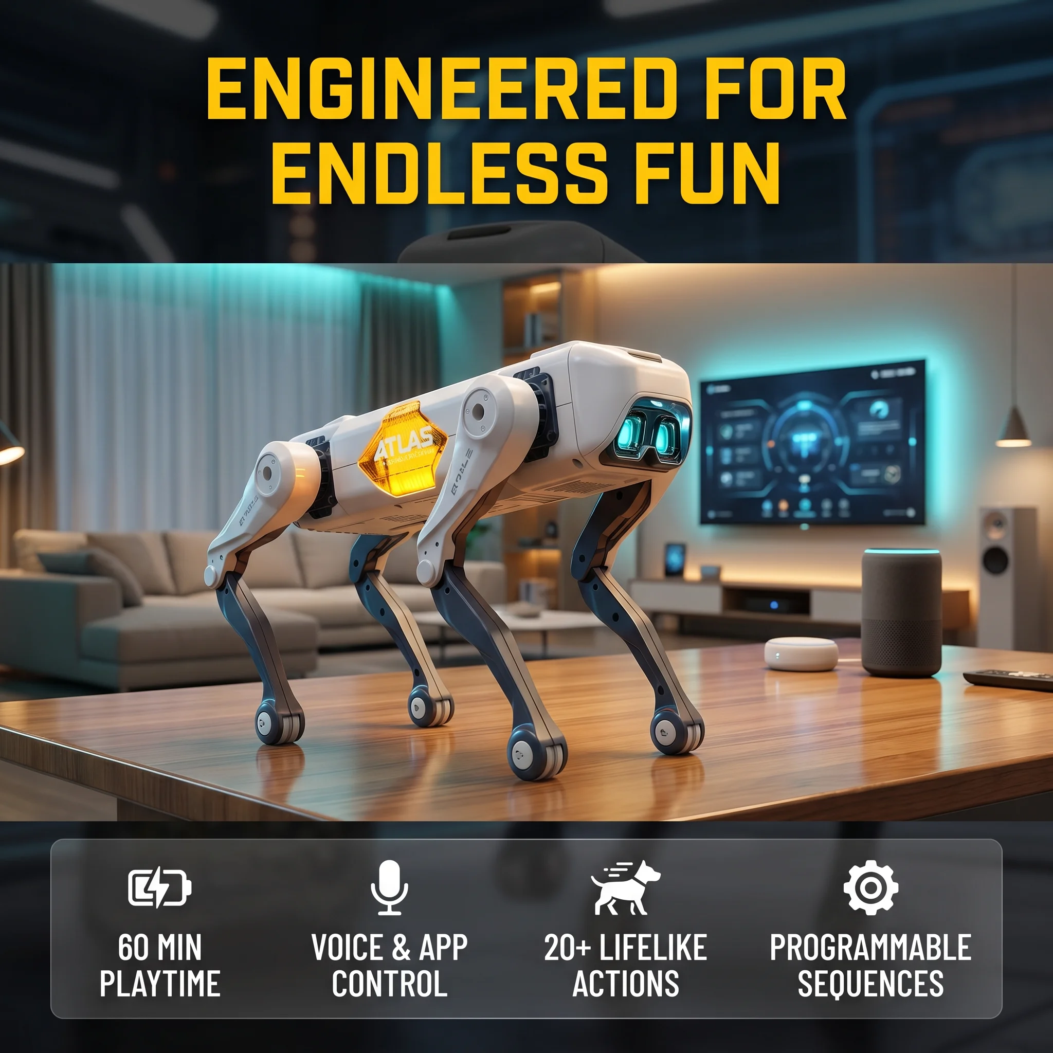 Kids Education And You - KI-Smart-Roboterhund, Sprach- & App-Steuerung, Programmierbar, Tanzt,