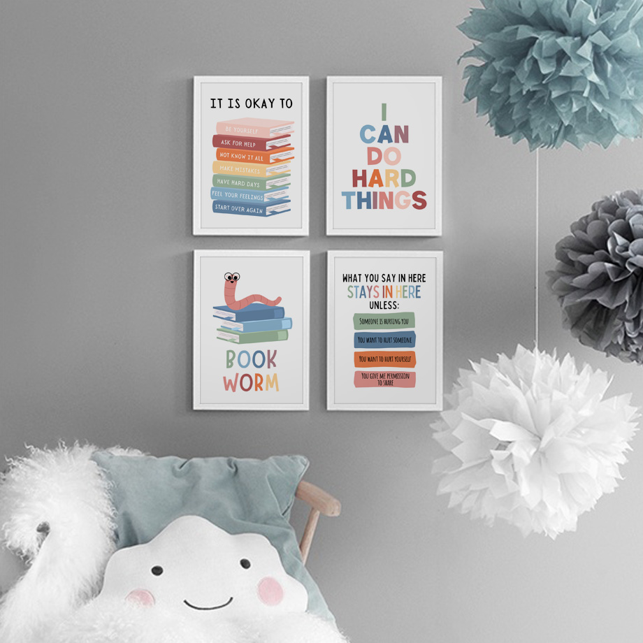 Kids Education Quote - Englische Bildungszitate, motivierende Klassenzimmer-Poster und Drucke,