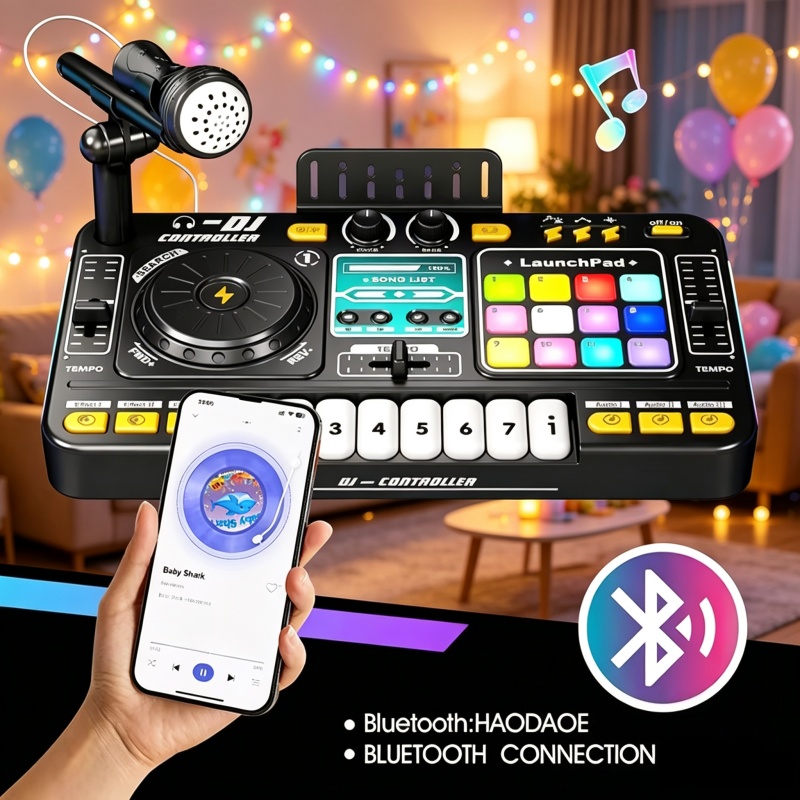 Kids Education Bd - Simulations-DJ-Mixer-Controller Spielzeug für Kinder mit Musikeffekten,