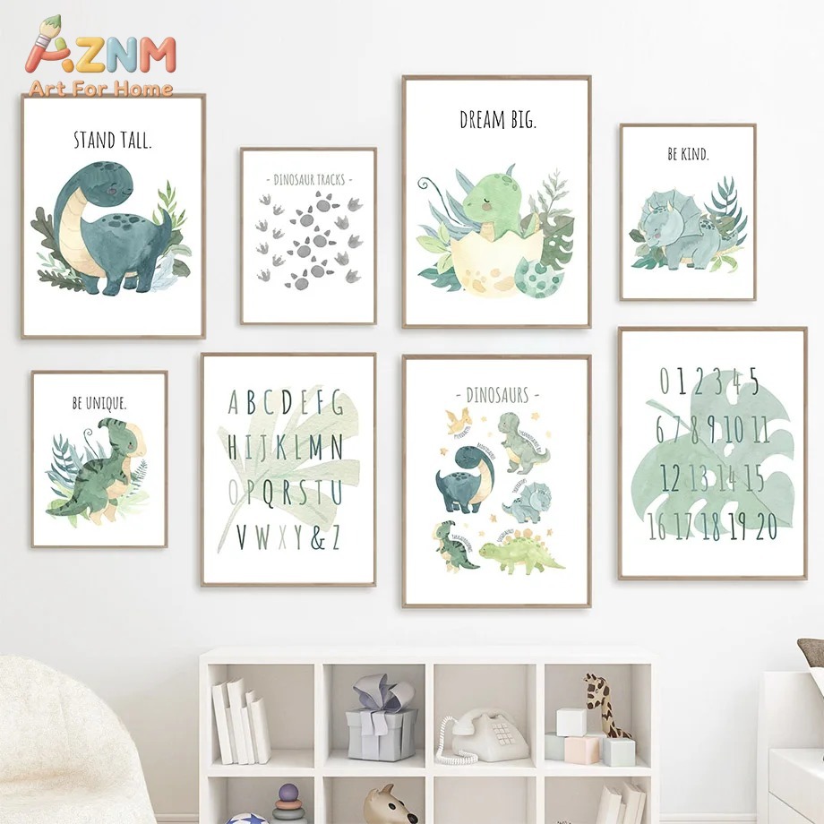 AZNM Aquarell-Dinosaurier-Alph – Kids Education Quote Bewertung und Preis