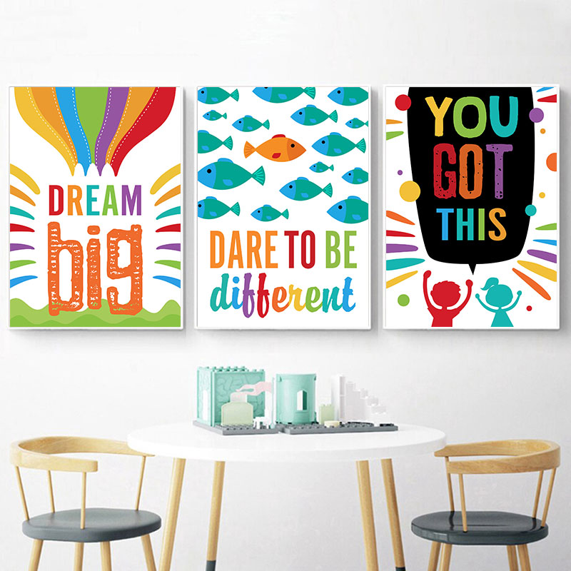 Bunte süße Traum-Leinwandkunst – Kids Education Quote Bewertung und Preis